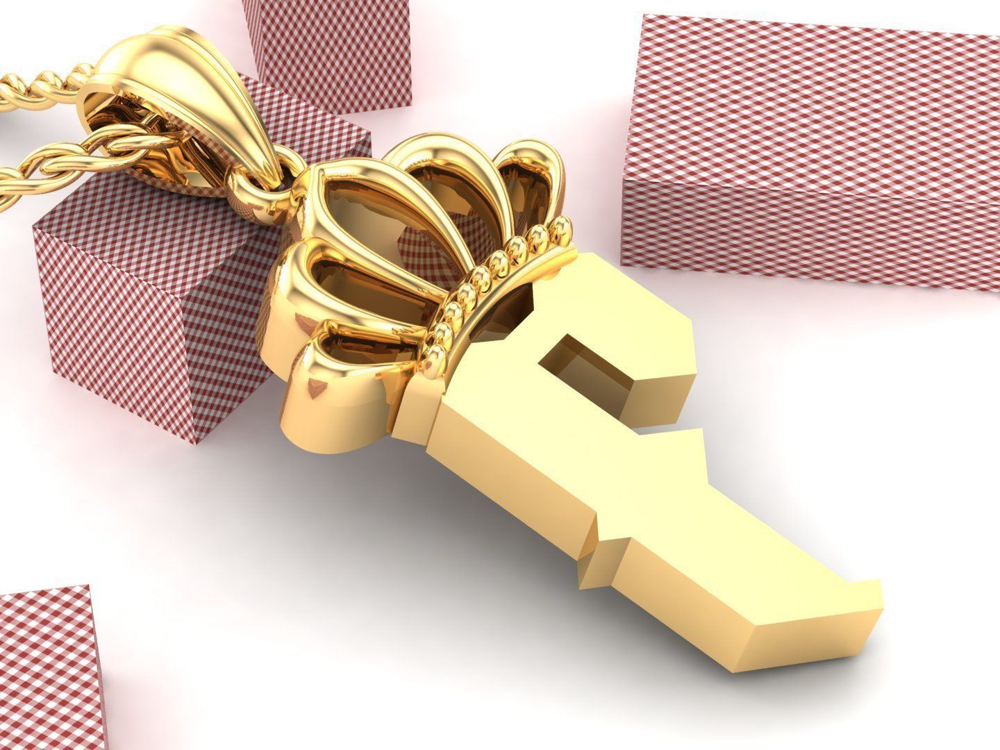 F Pendant Letter Jewelry Version 7 3D model_2
