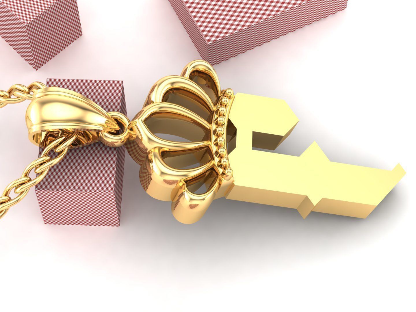 F Pendant Letter Jewelry Version 7 3D model_4