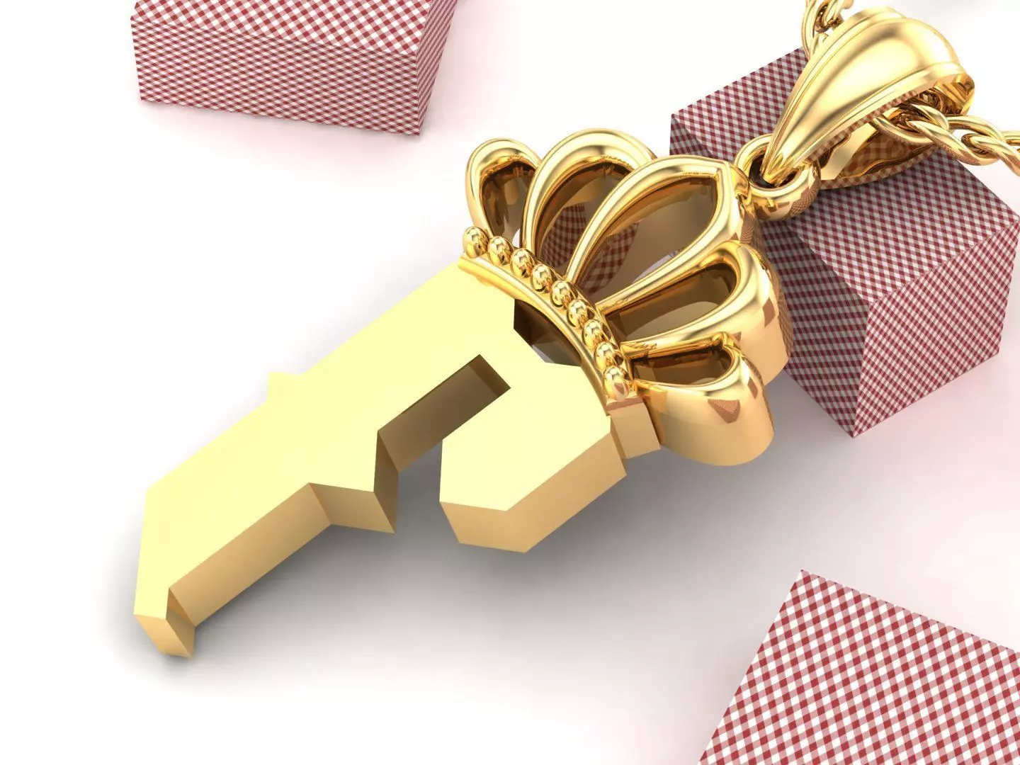 F Pendant Letter Jewelry Version 7 3D model_0