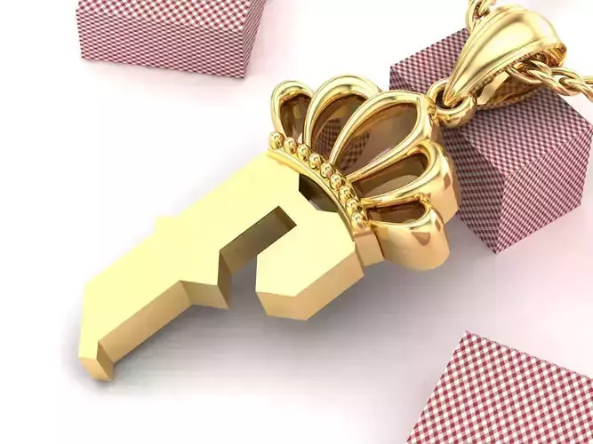 F Pendant Letter Jewelry Version 7 3D model F Pendant Letter Jewelry Version 7 3D model