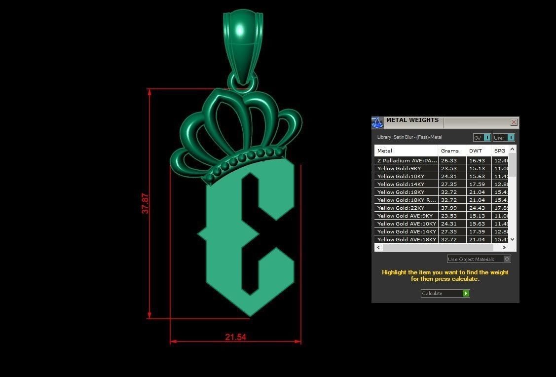 E Pendant Letter Jewelry Version 7 3D model_1