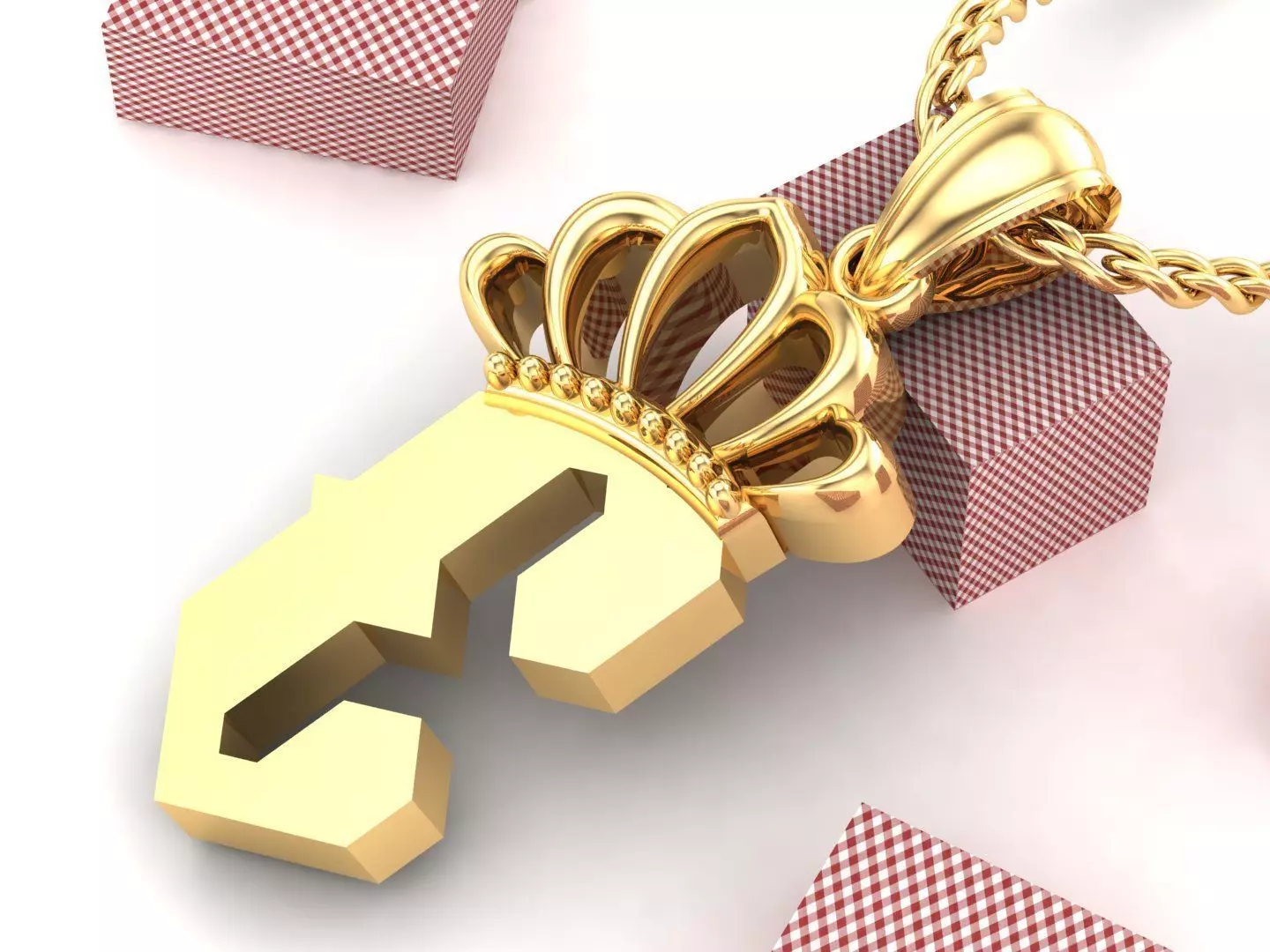 E Pendant Letter Jewelry Version 7 3D model_0