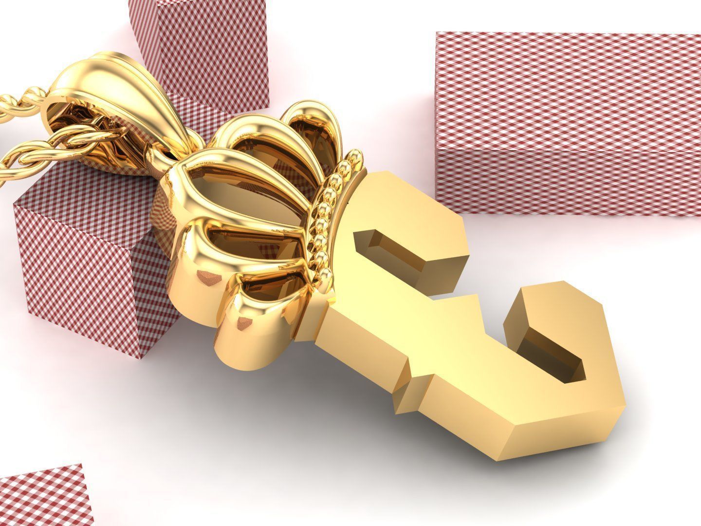 E Pendant Letter Jewelry Version 7 3D model_2