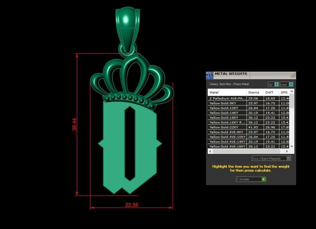 D Pendant Letter Jewelry Version 7 3D model_1