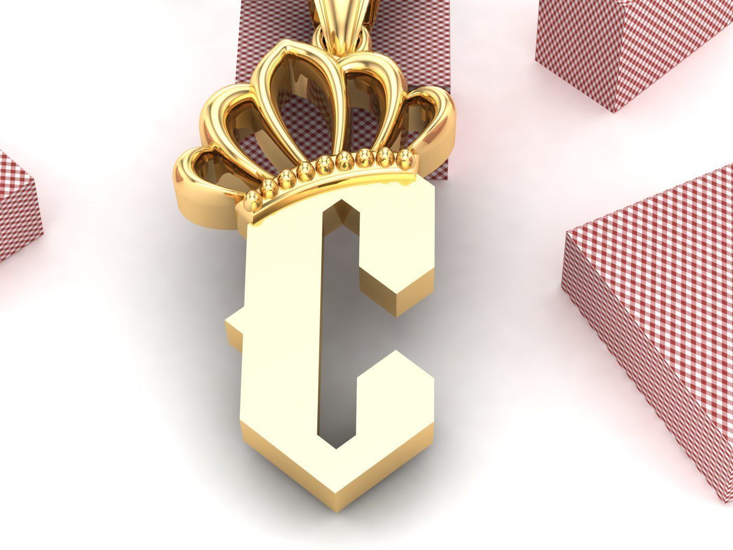 C Pendant Letter Jewelry Version 7 3D model_2