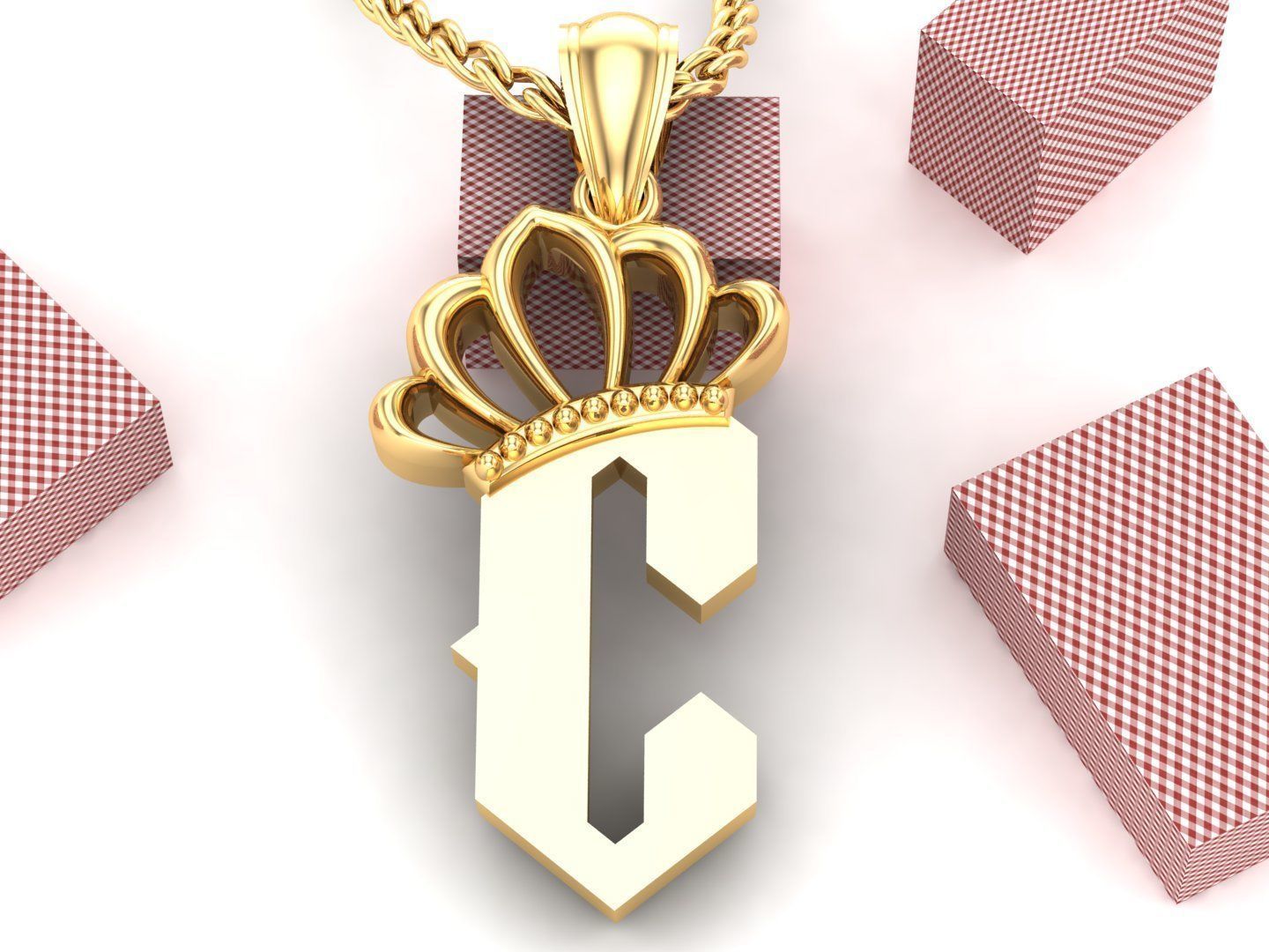C Pendant Letter Jewelry Version 7 3D model_3