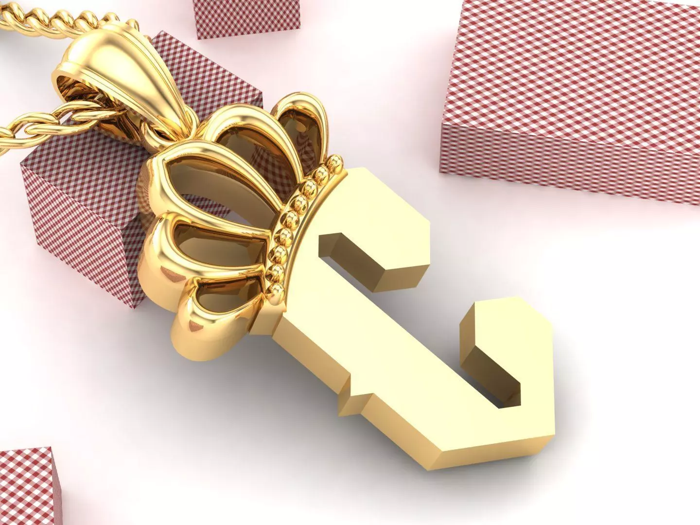 C Pendant Letter Jewelry Version 7 3D model_0
