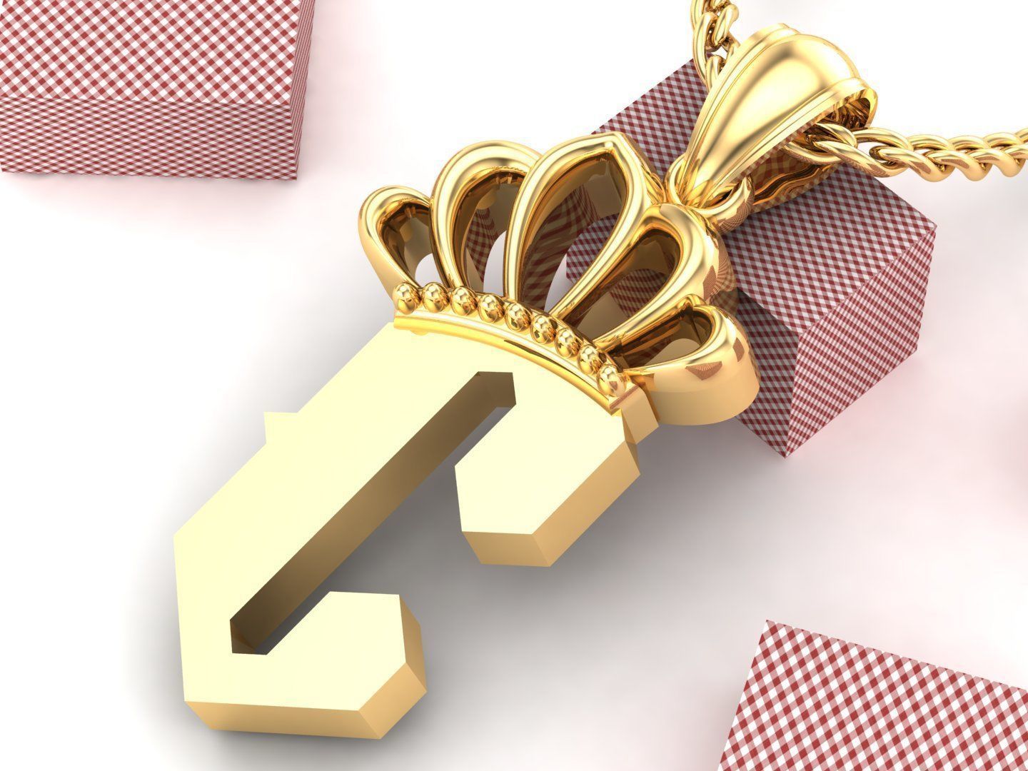 C Pendant Letter Jewelry Version 7 3D model_4
