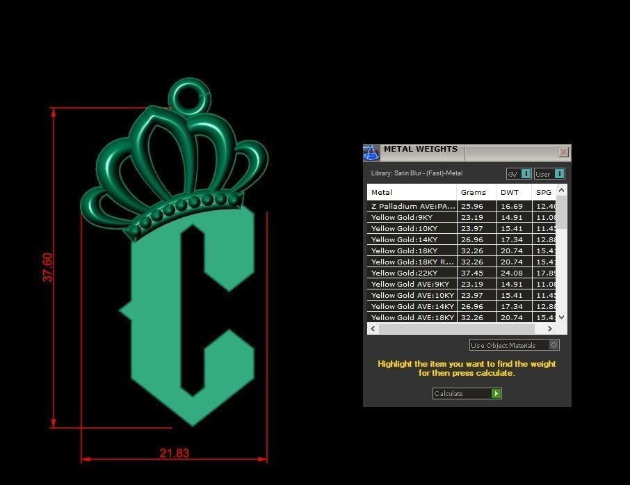 C Pendant Letter Jewelry Version 7 3D model_1
