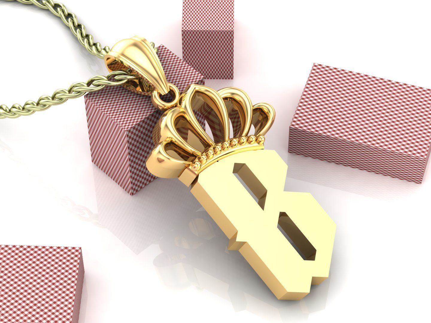 B Pendant Letter Jewelry Version 7 3D model_3