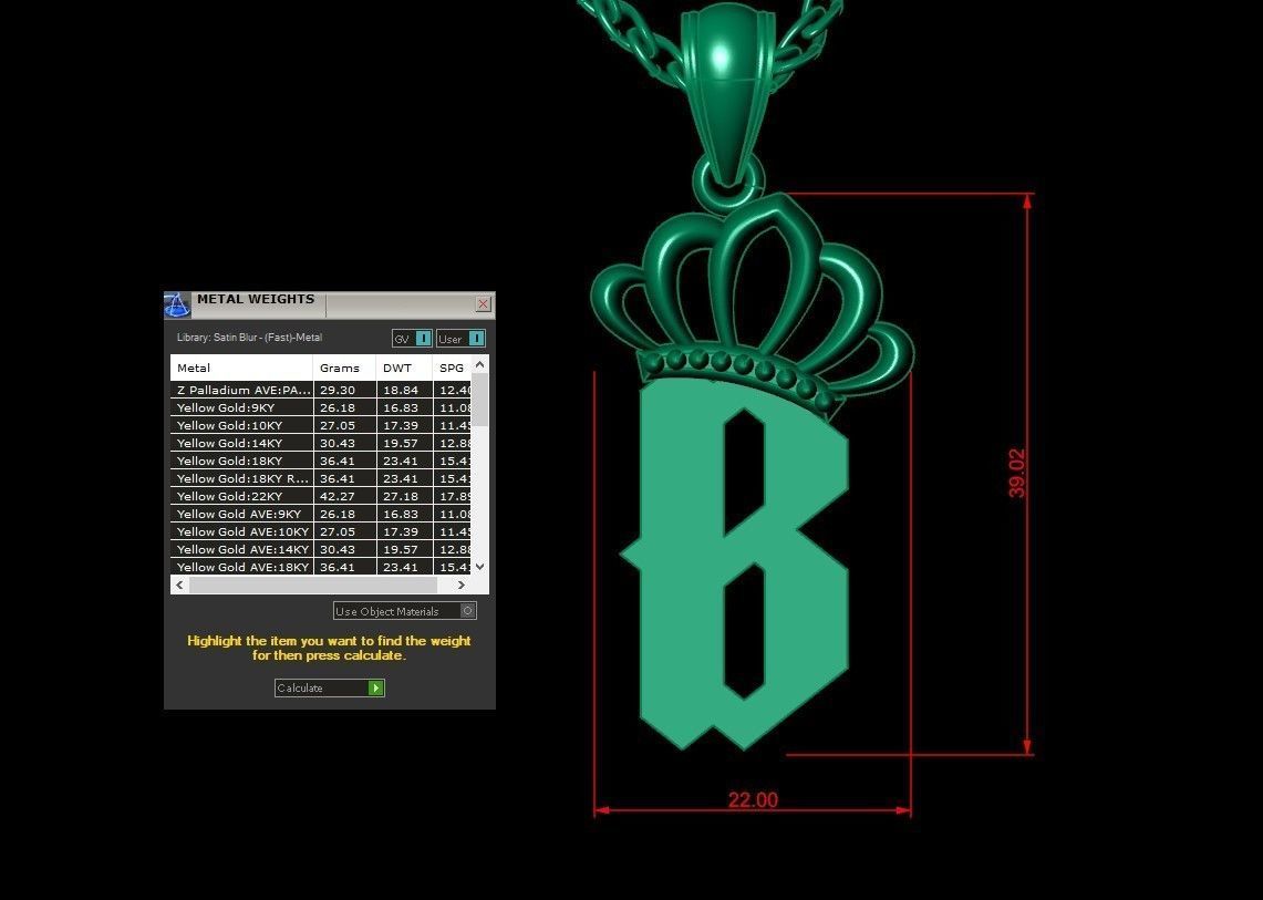 B Pendant Letter Jewelry Version 7 3D model_1