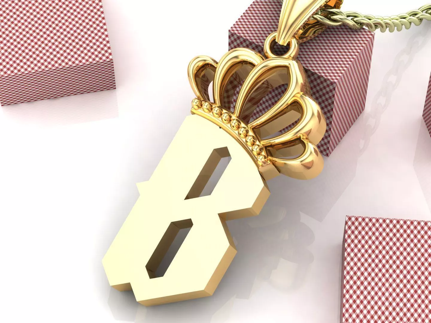 B Pendant Letter Jewelry Version 7 3D model_0