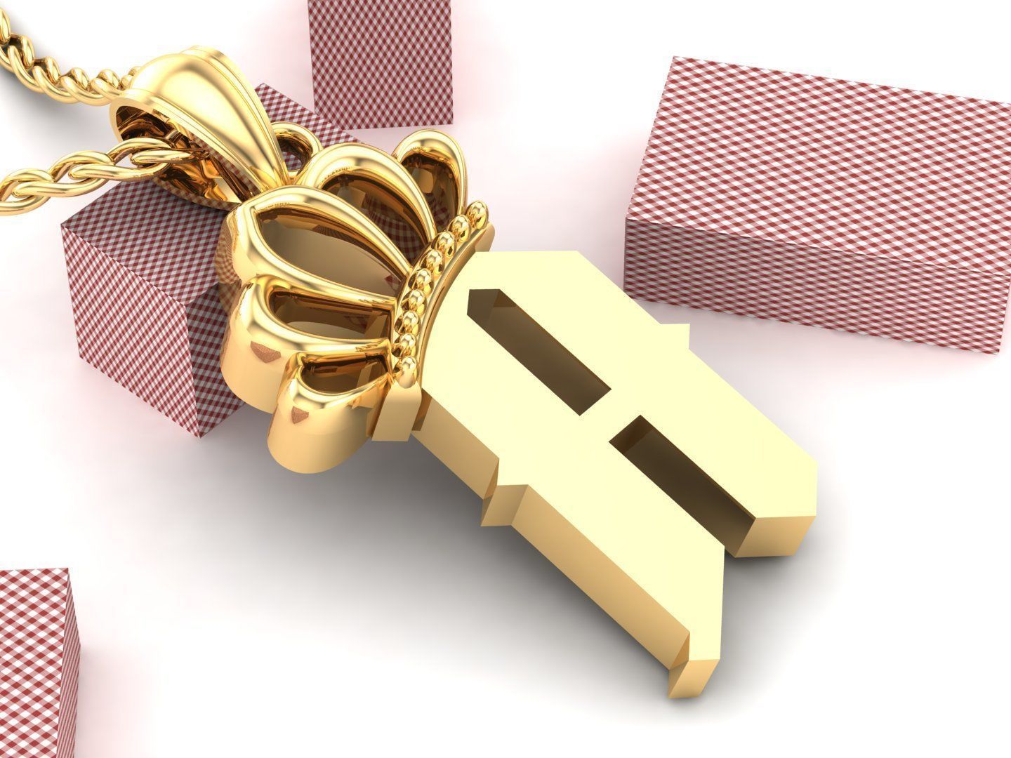 A Pendant Letter Jewelry Version 7 3D model_2