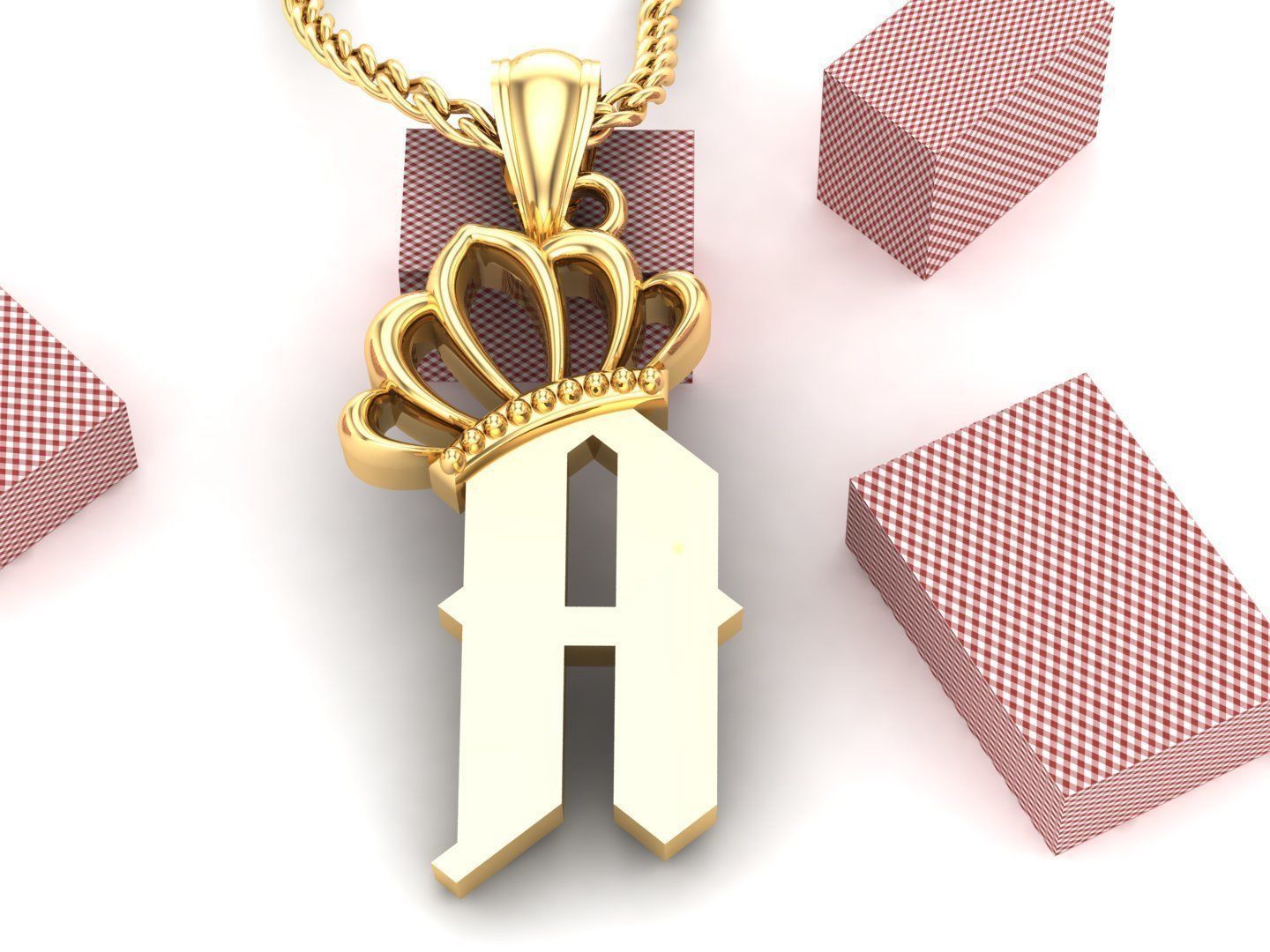 A Pendant Letter Jewelry Version 7 3D model_3