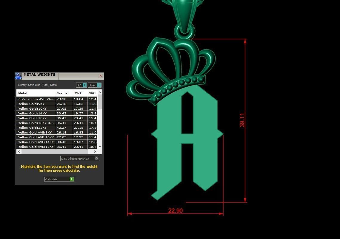 A Pendant Letter Jewelry Version 7 3D model_1