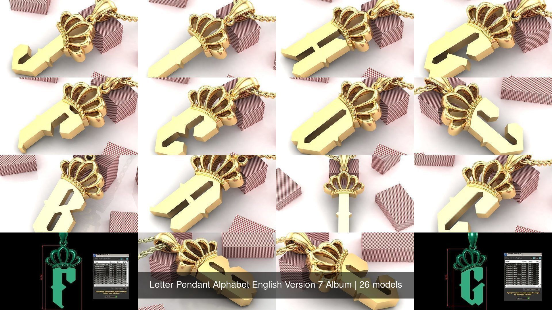 Letter Pendant Alphabet English Version 7 Album 3D Model Collection_3