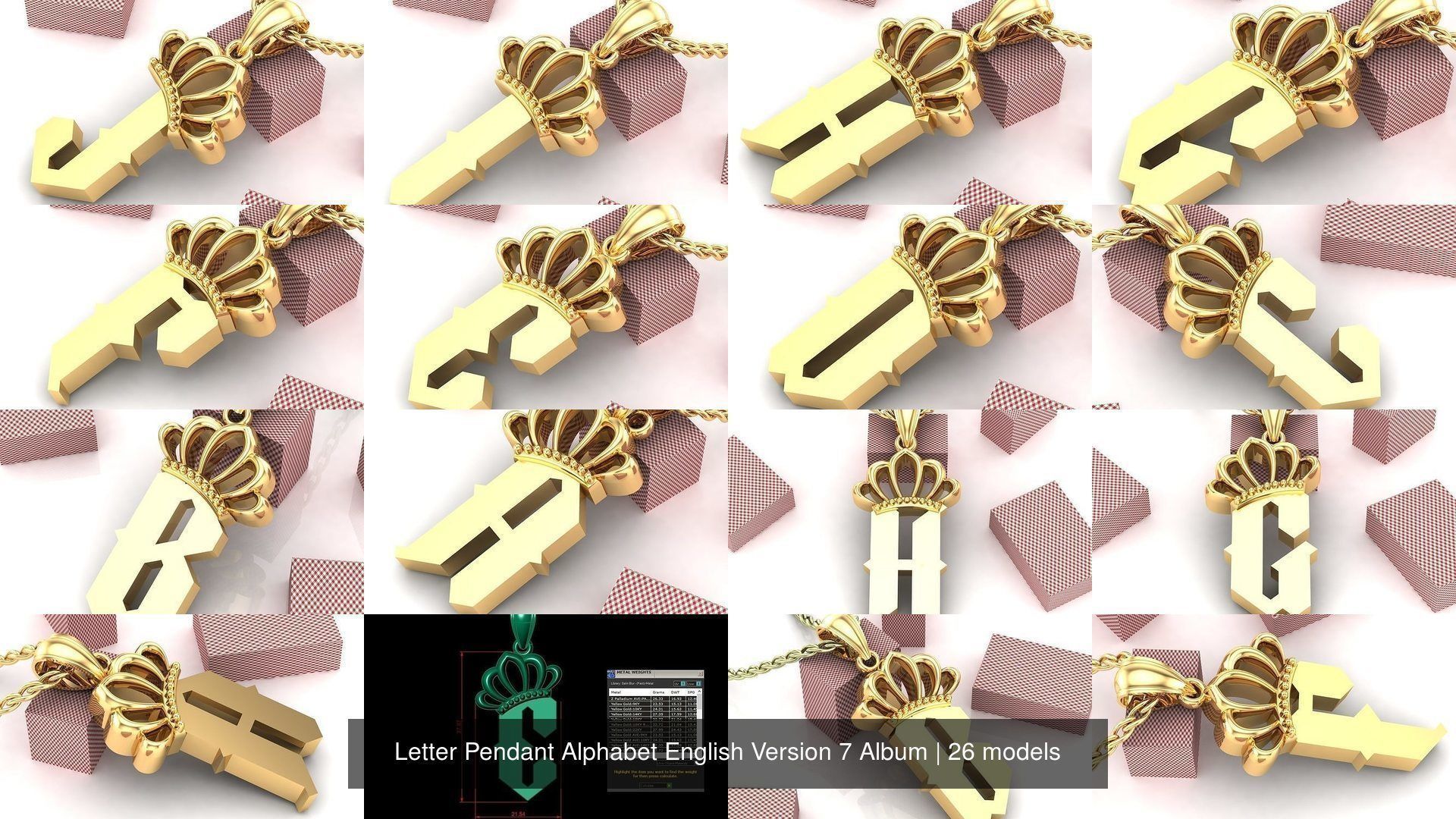 Letter Pendant Alphabet English Version 7 Album 3D Model Collection_2