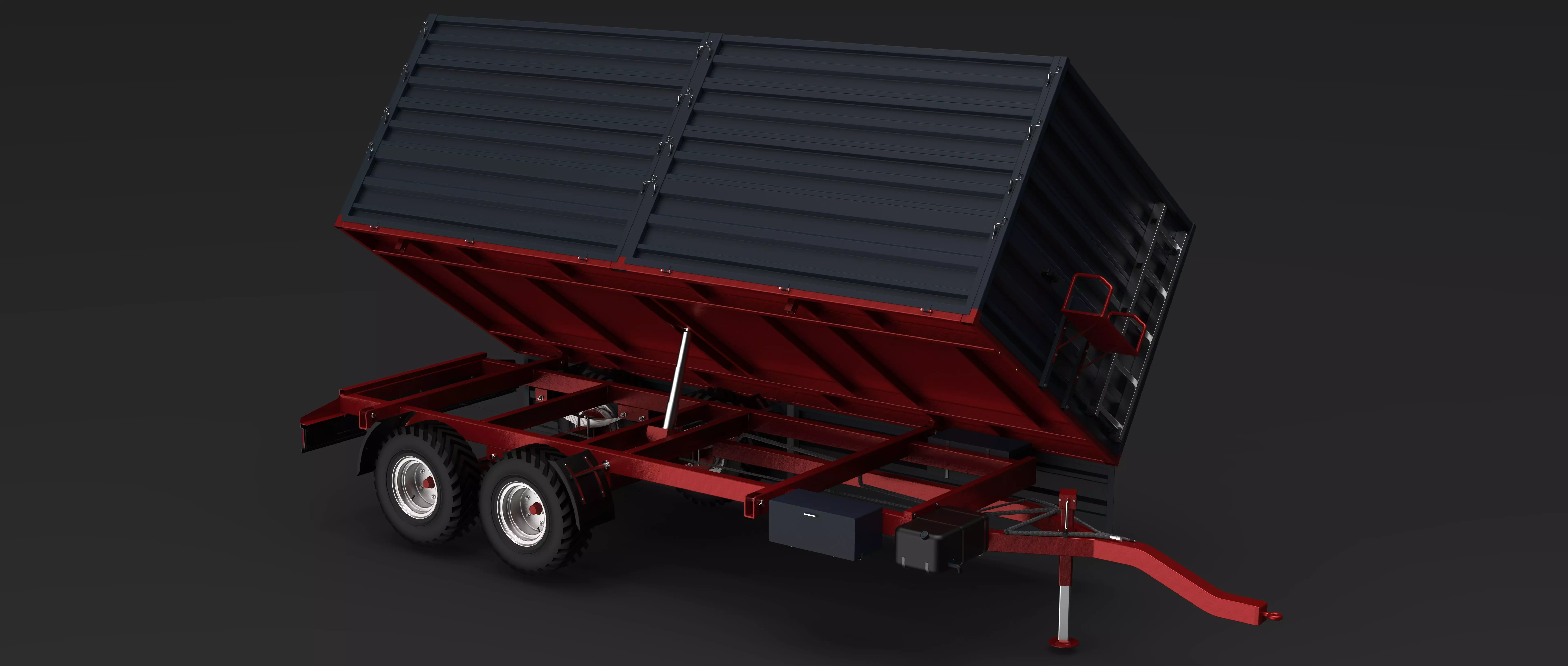 Tractor Trailer Low-poly 3D model_0