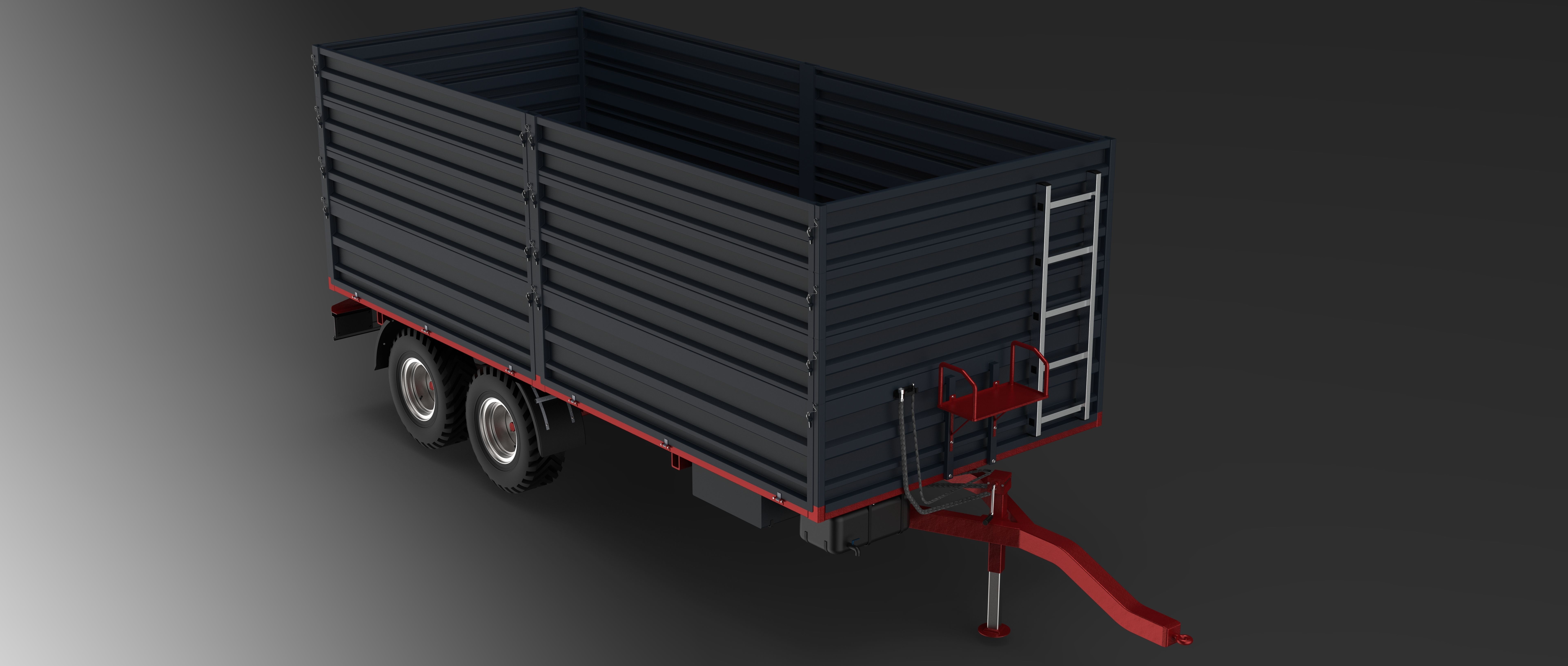 Tractor Trailer Low-poly 3D model_6