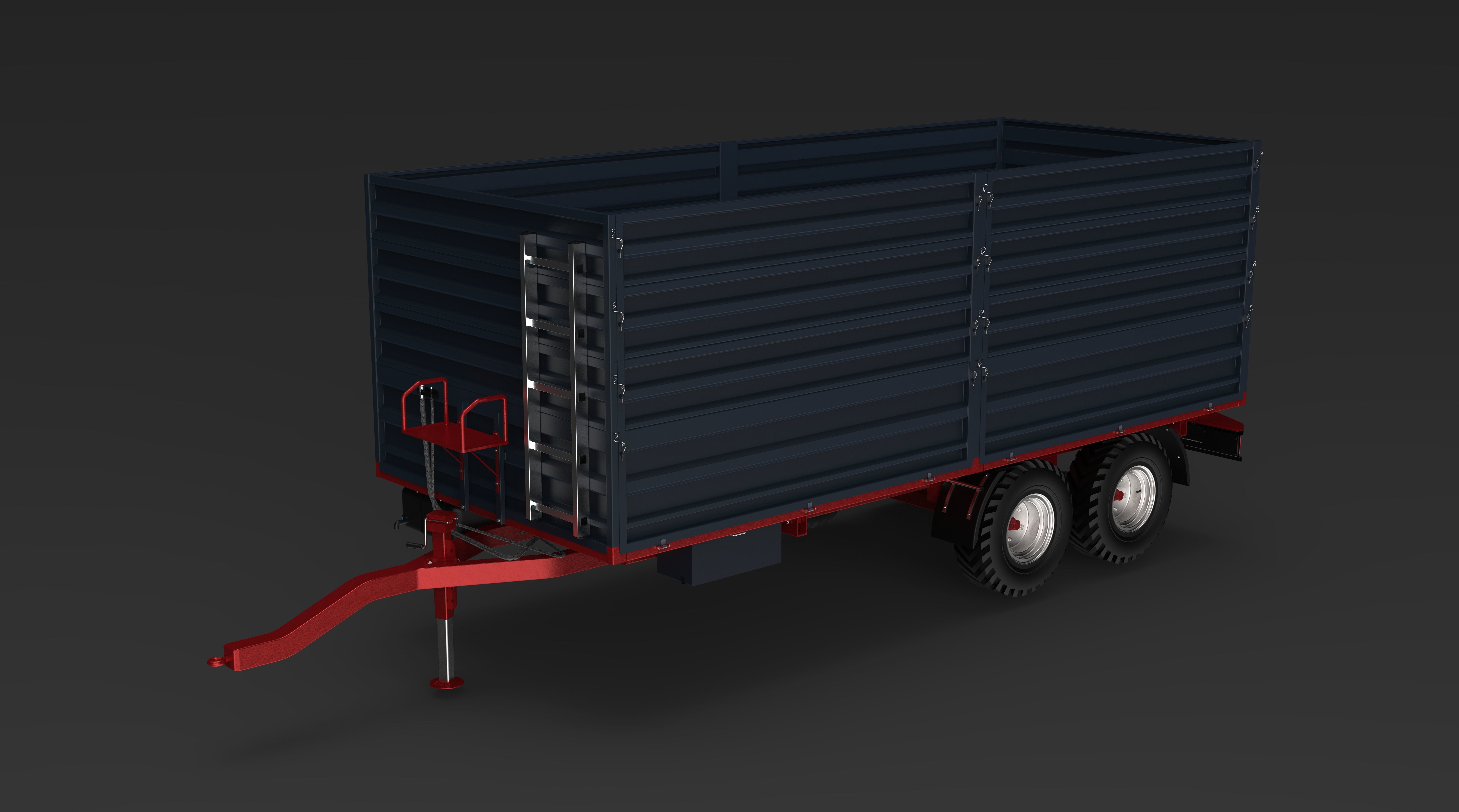 Tractor Trailer Low-poly 3D model_1