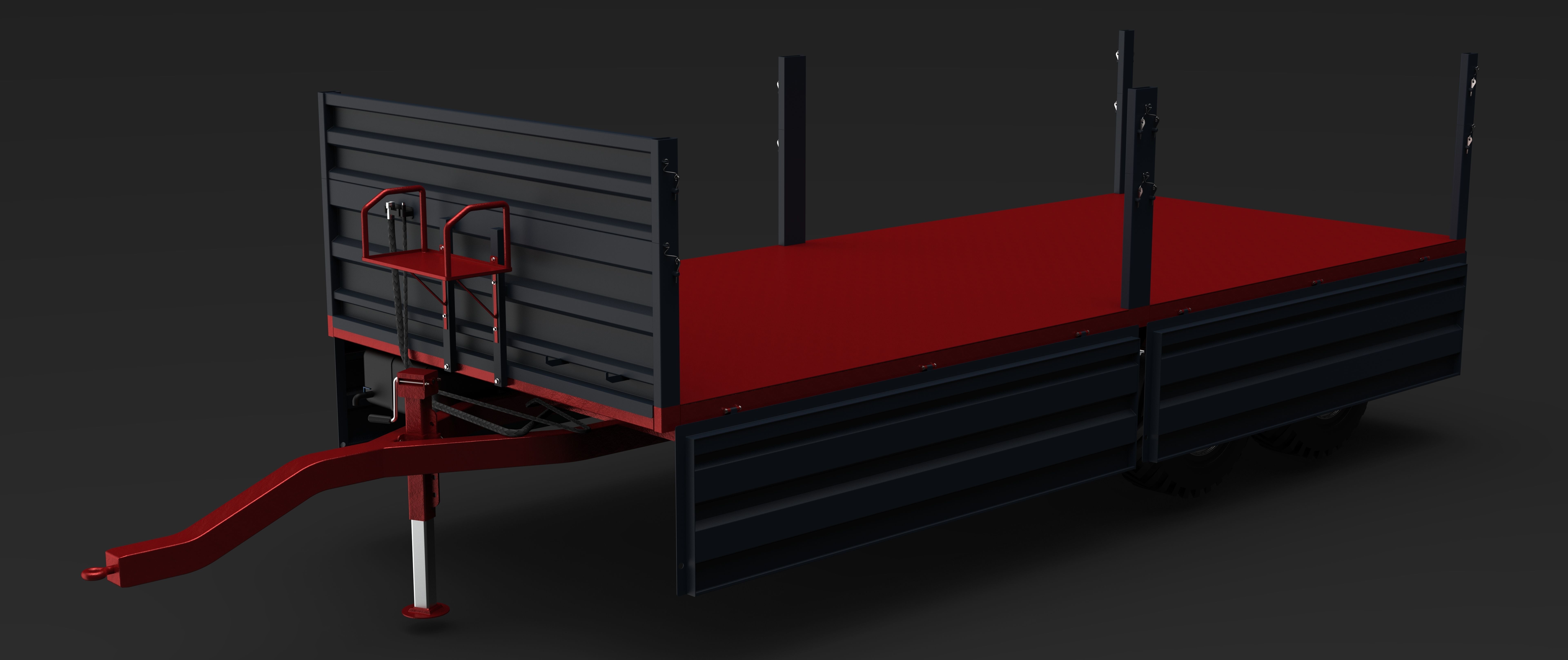 Tractor Trailer Low-poly 3D model_5