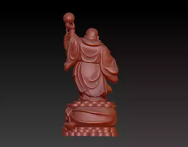 standing smiling budha statue - di lac dia cau