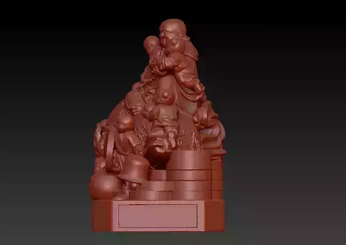 smiling budha with 5 kids - di lac ho lo