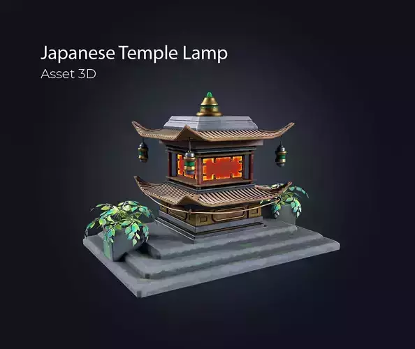 Japanese Temple Lamp V1 Low-poly 3D model