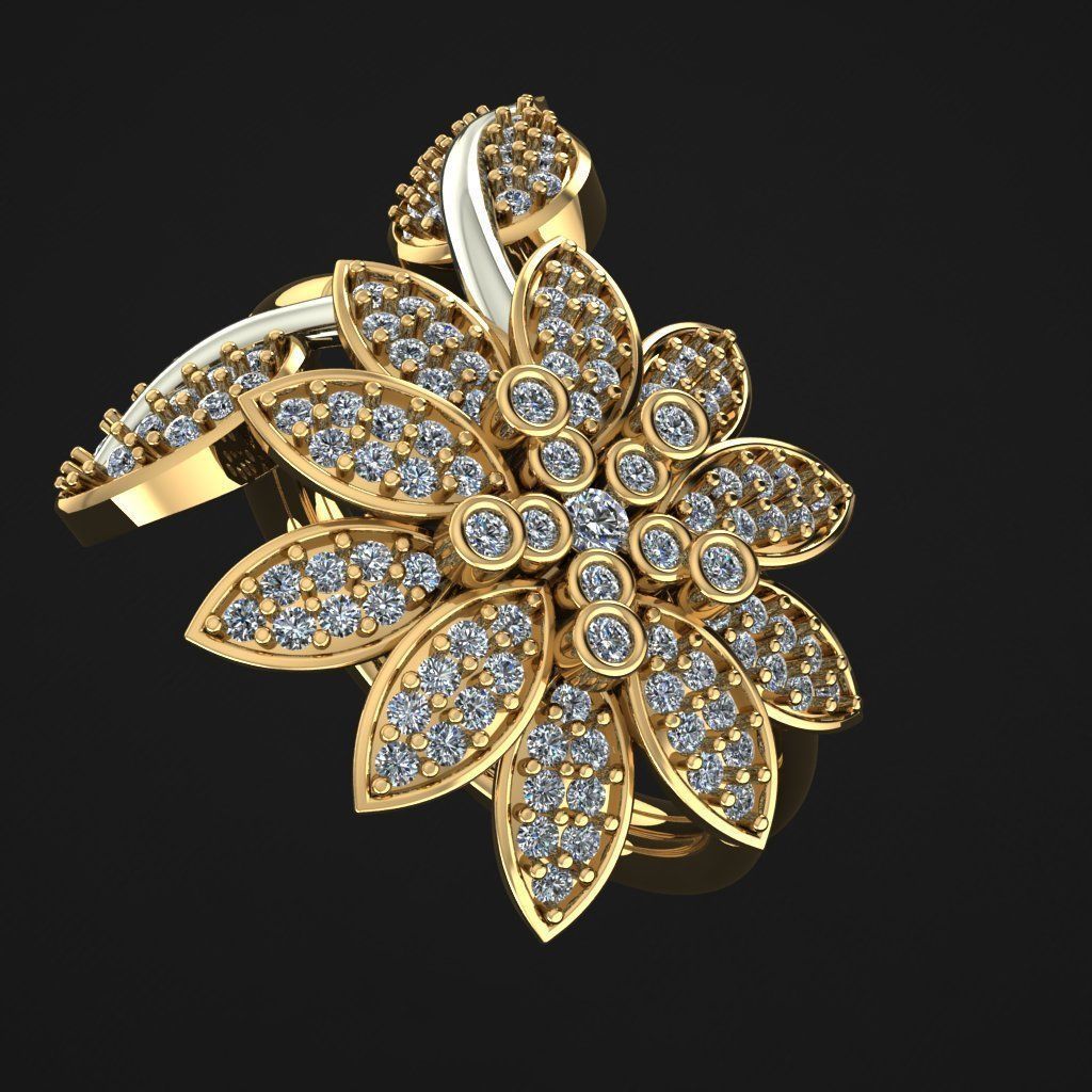 Flower Ring 3D print model_1