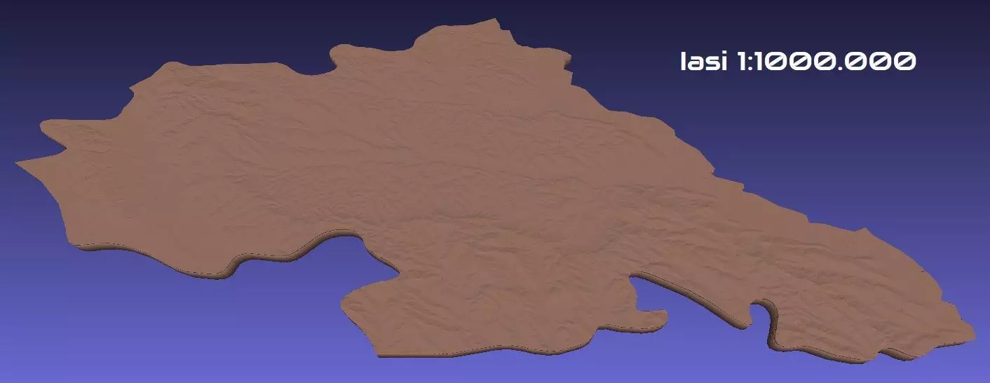 Romania 3D Map of Iasi County 1 to 1000000 3D print model_0