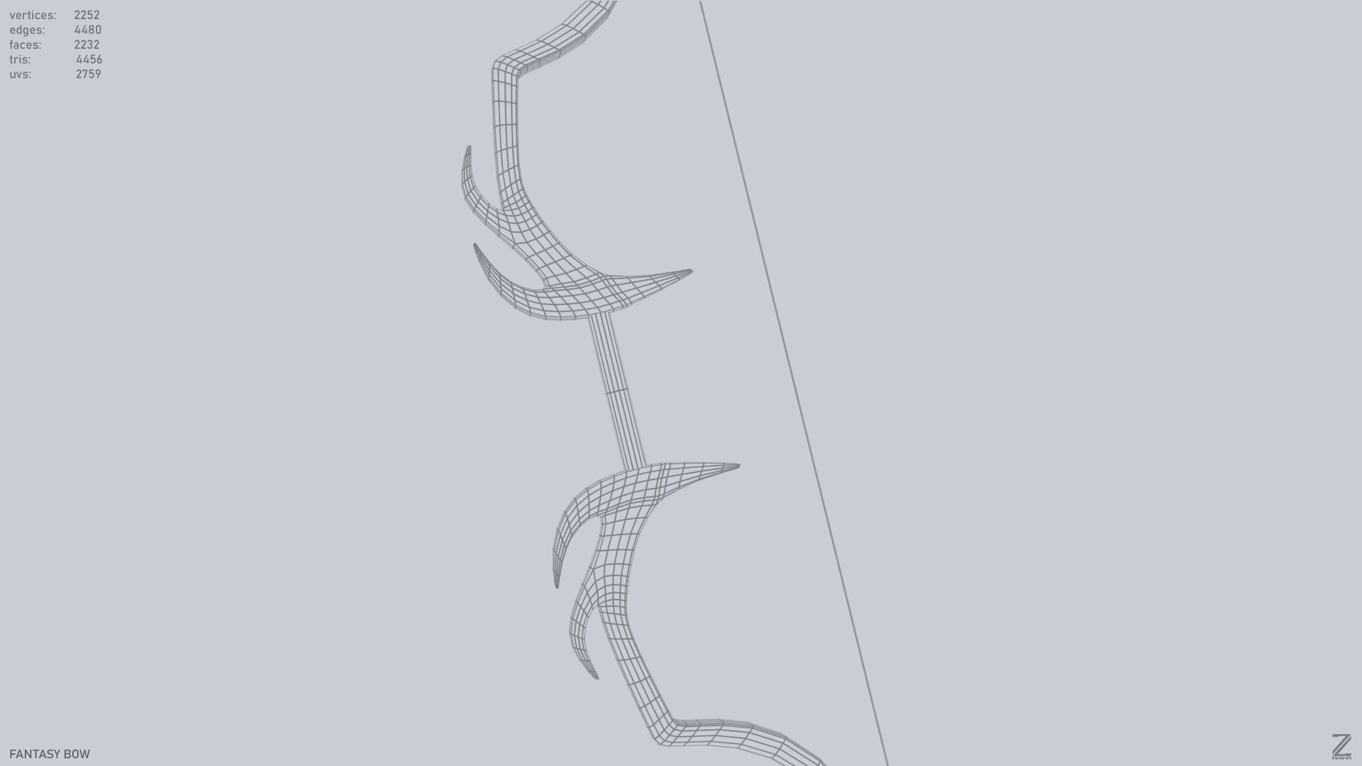 Fantasy bow Low-poly 3D model_11