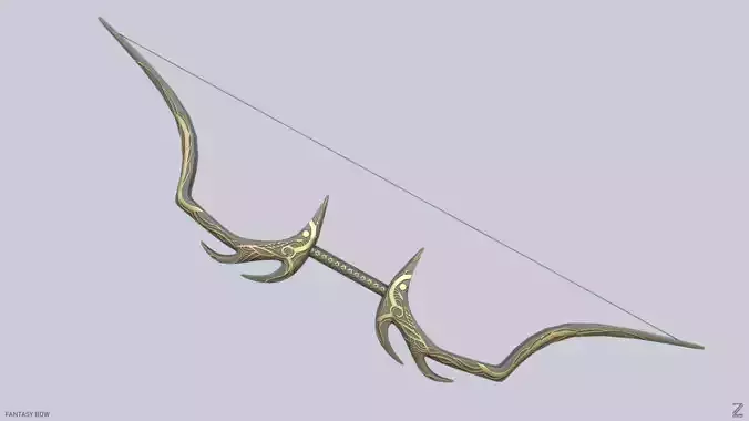 Fantasy bow Low-poly 3D model