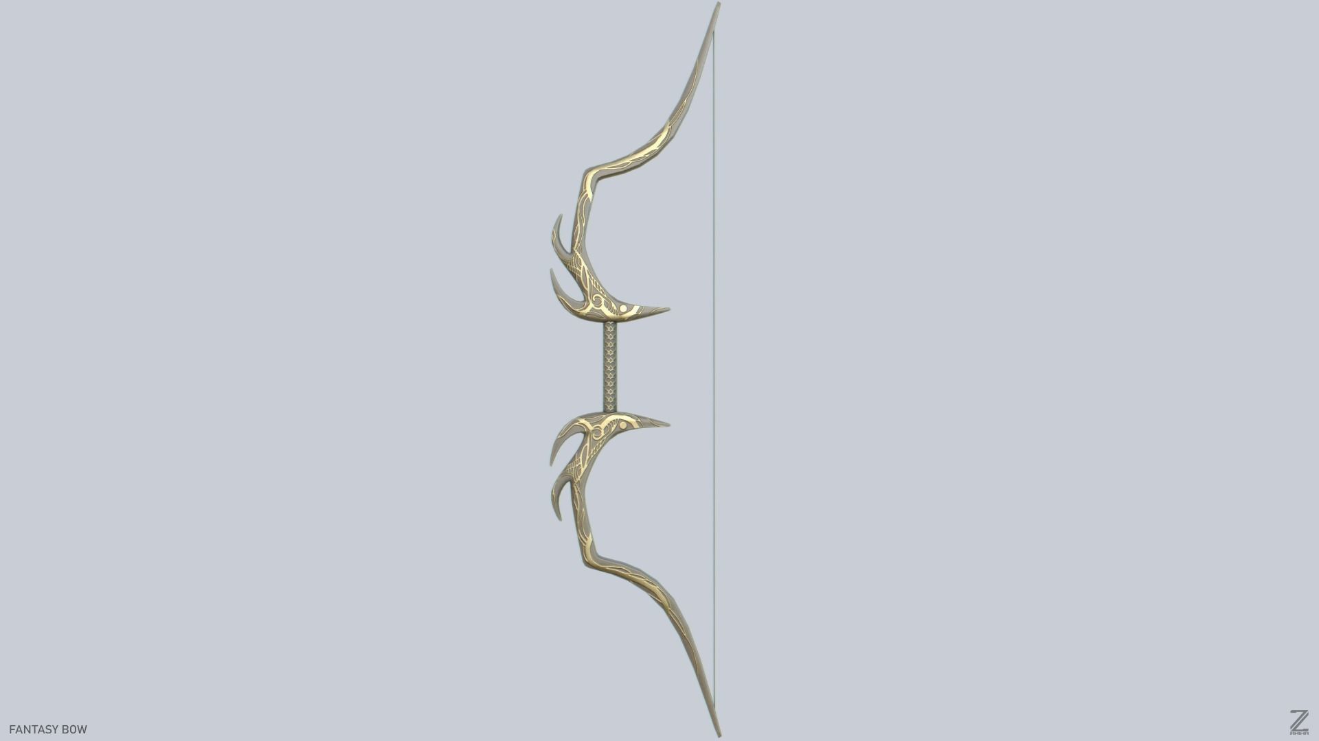 Fantasy bow Low-poly 3D model_4