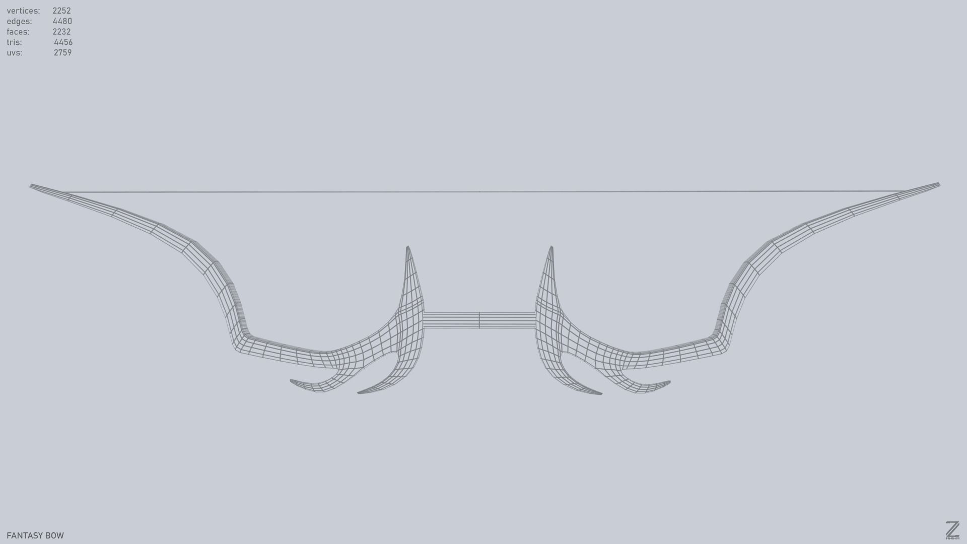 Fantasy bow Low-poly 3D model_3