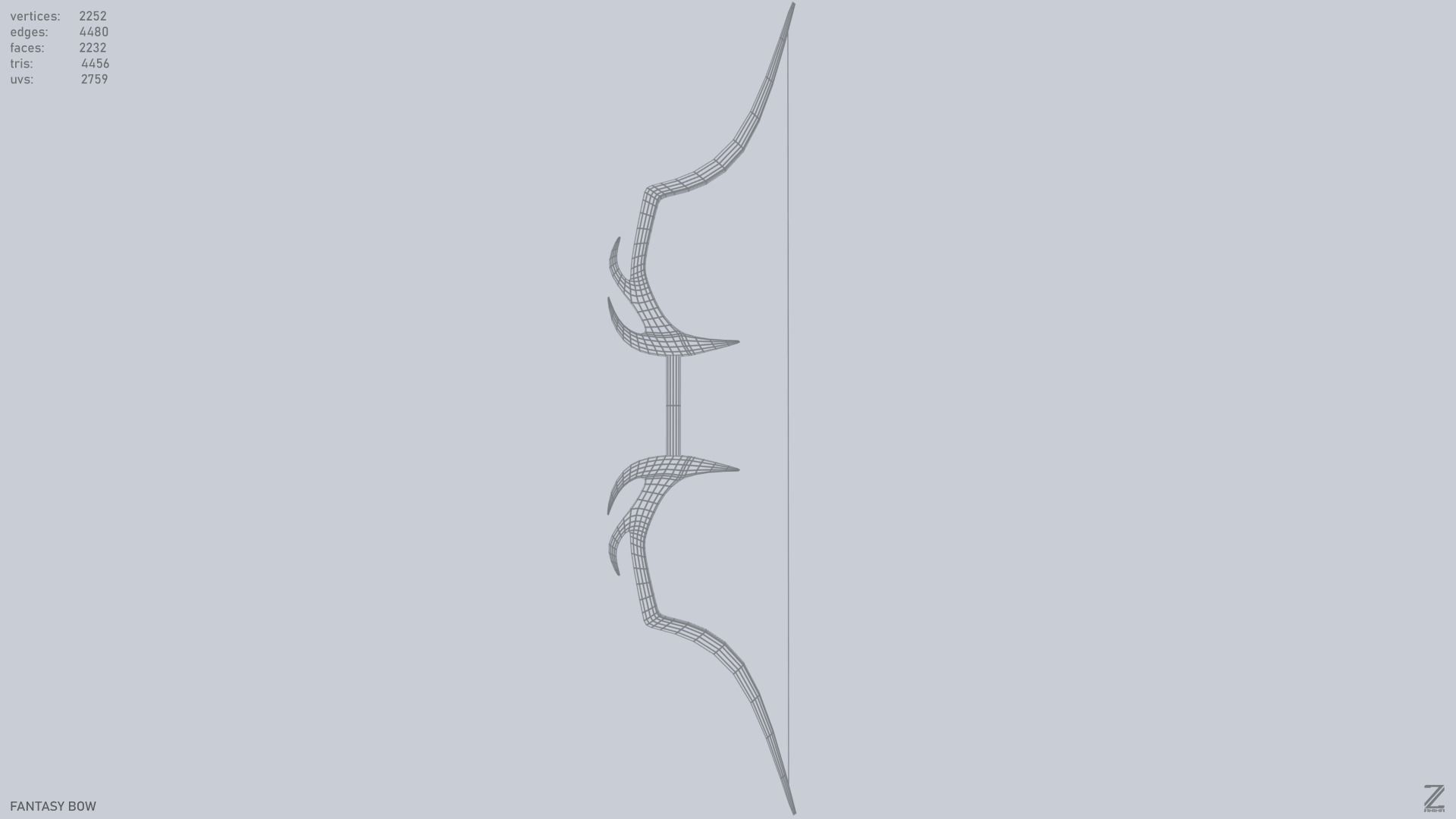 Fantasy bow Low-poly 3D model_9