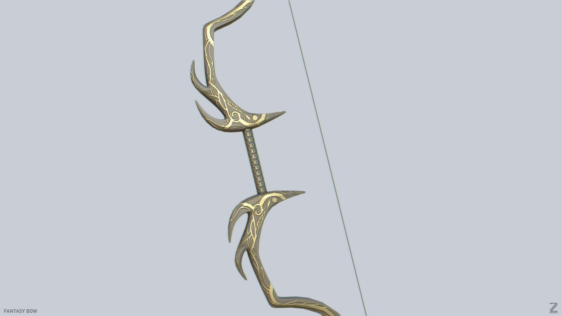 Fantasy bow Low-poly 3D model_5
