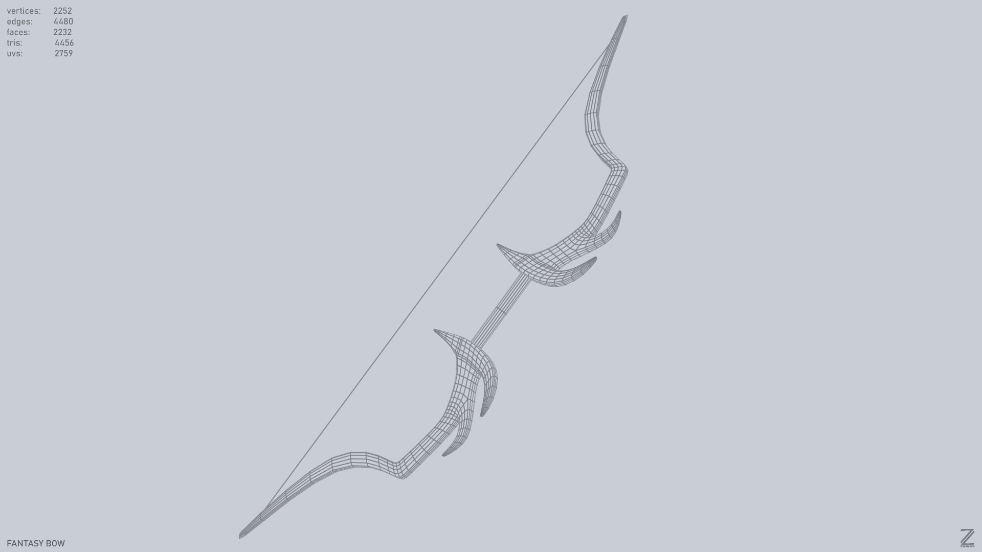 Fantasy bow Low-poly 3D model_14