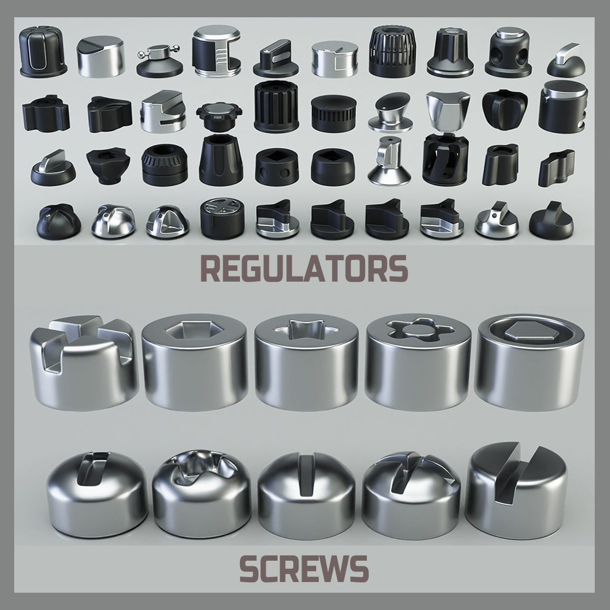 Hard Surface Kitbash Regulators Screws Overlays 3D model_2