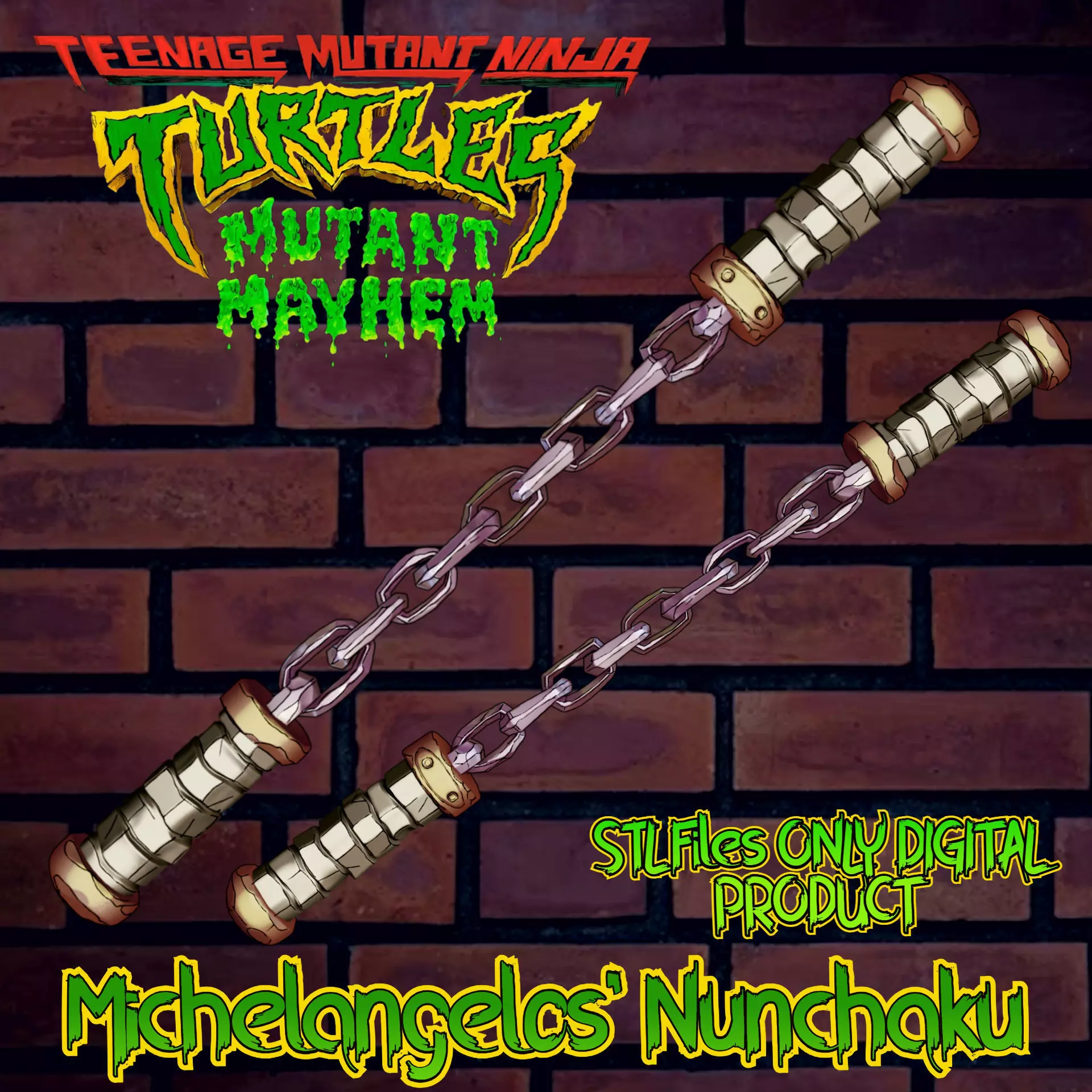 Michelangelo Nunchaku Teenage Mutant Ninja Turtles Total Mayhem 3D print model_0