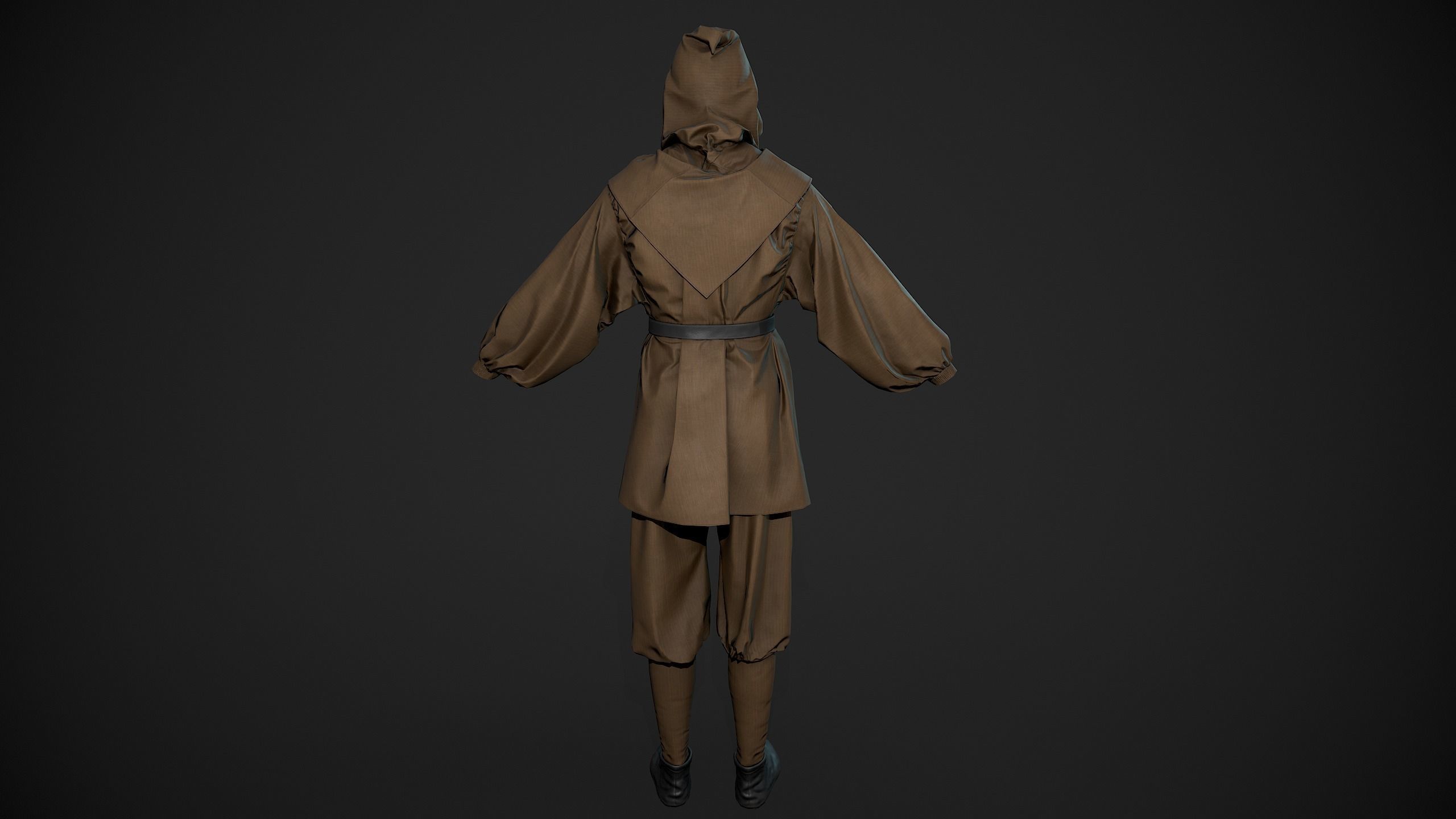 Brown Medieval Outfit Low-poly 3D model_10