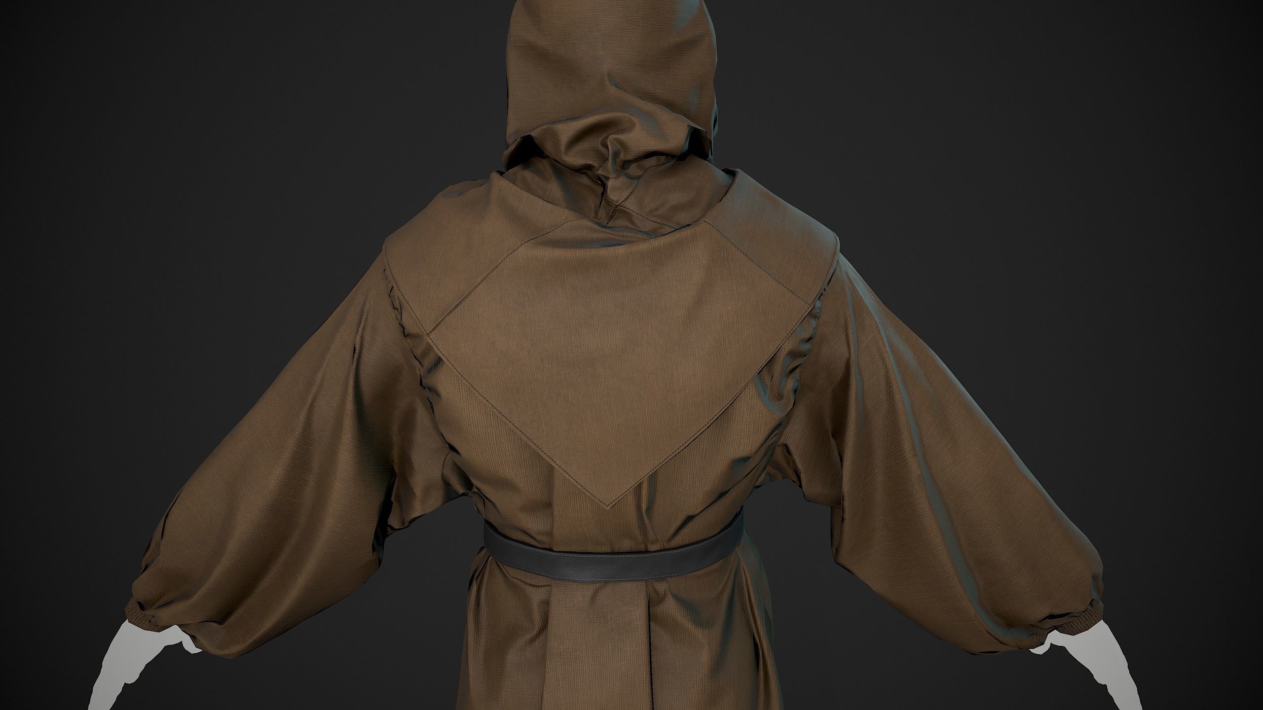 Brown Medieval Outfit Low-poly 3D model_7