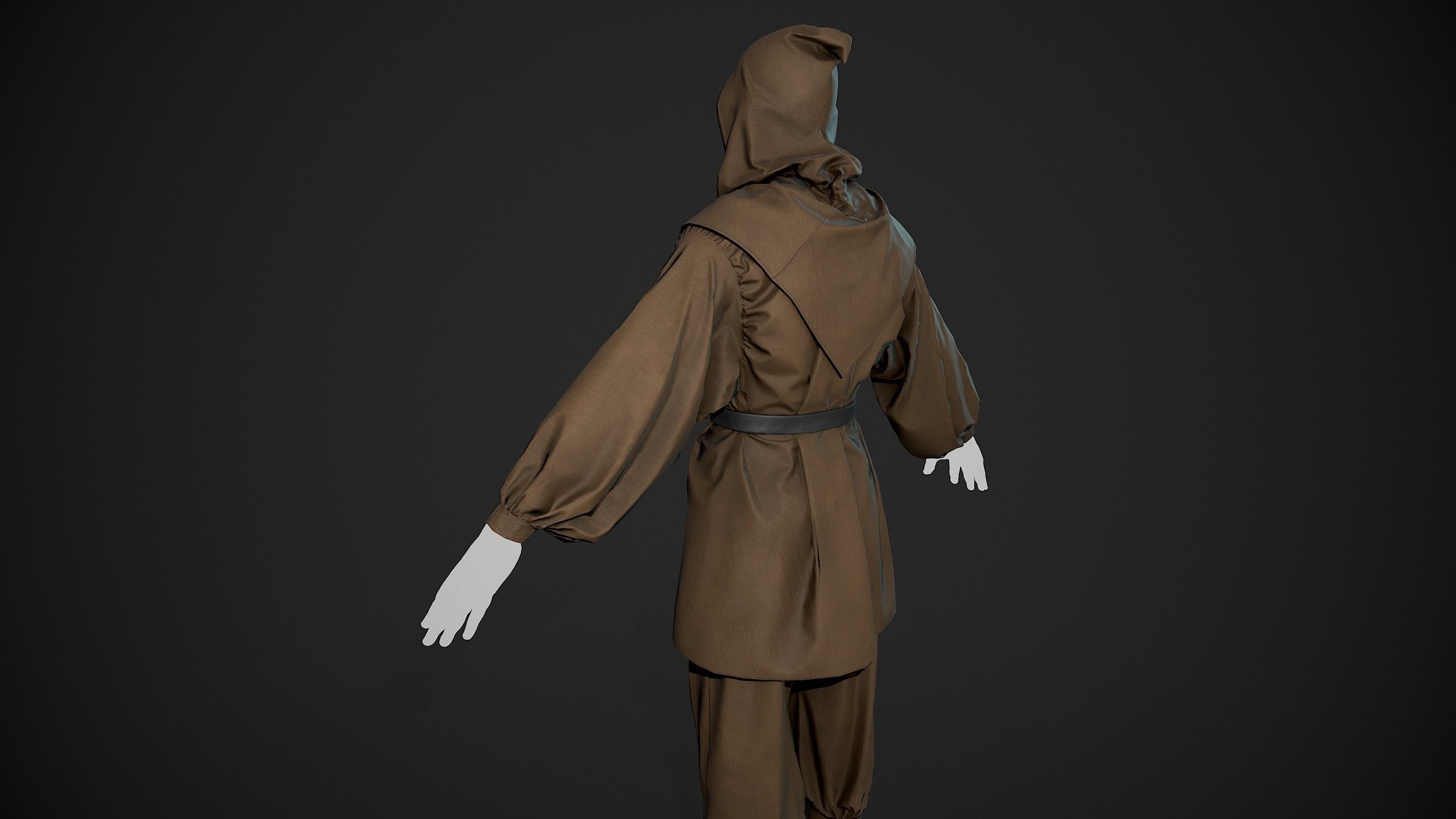 Brown Medieval Outfit Low-poly 3D model_4