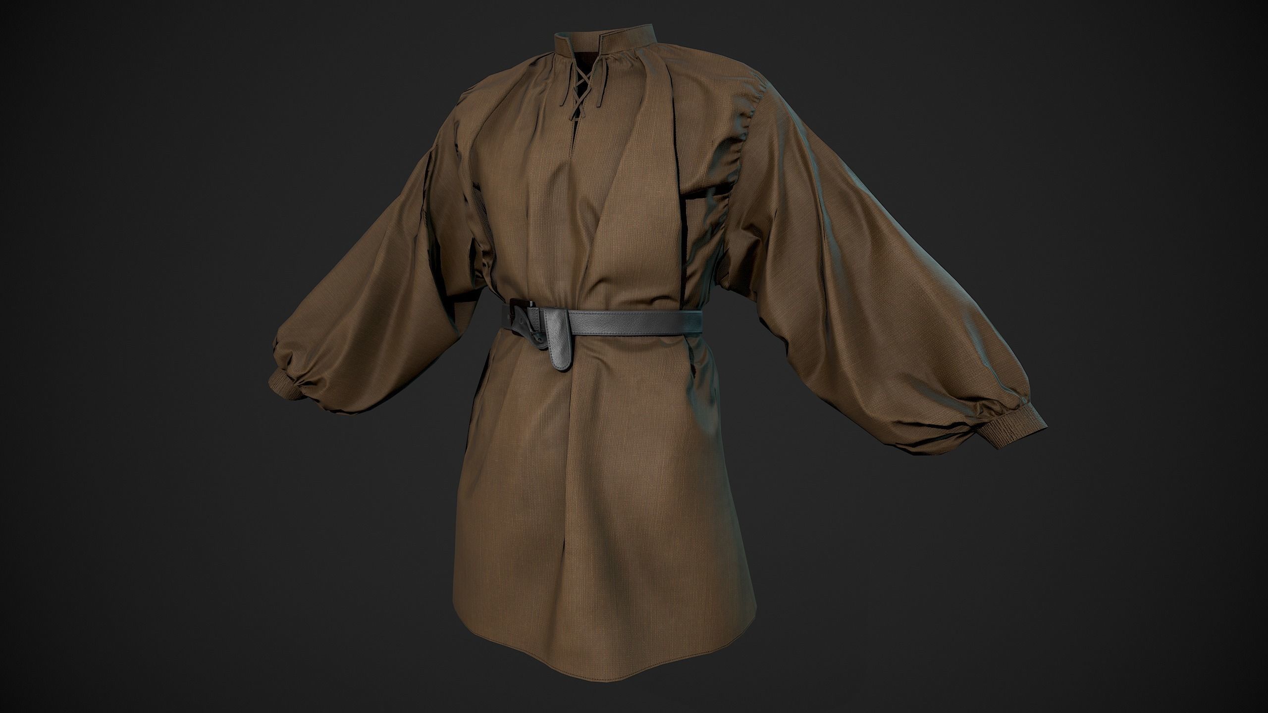 Brown Medieval Outfit Low-poly 3D model_13