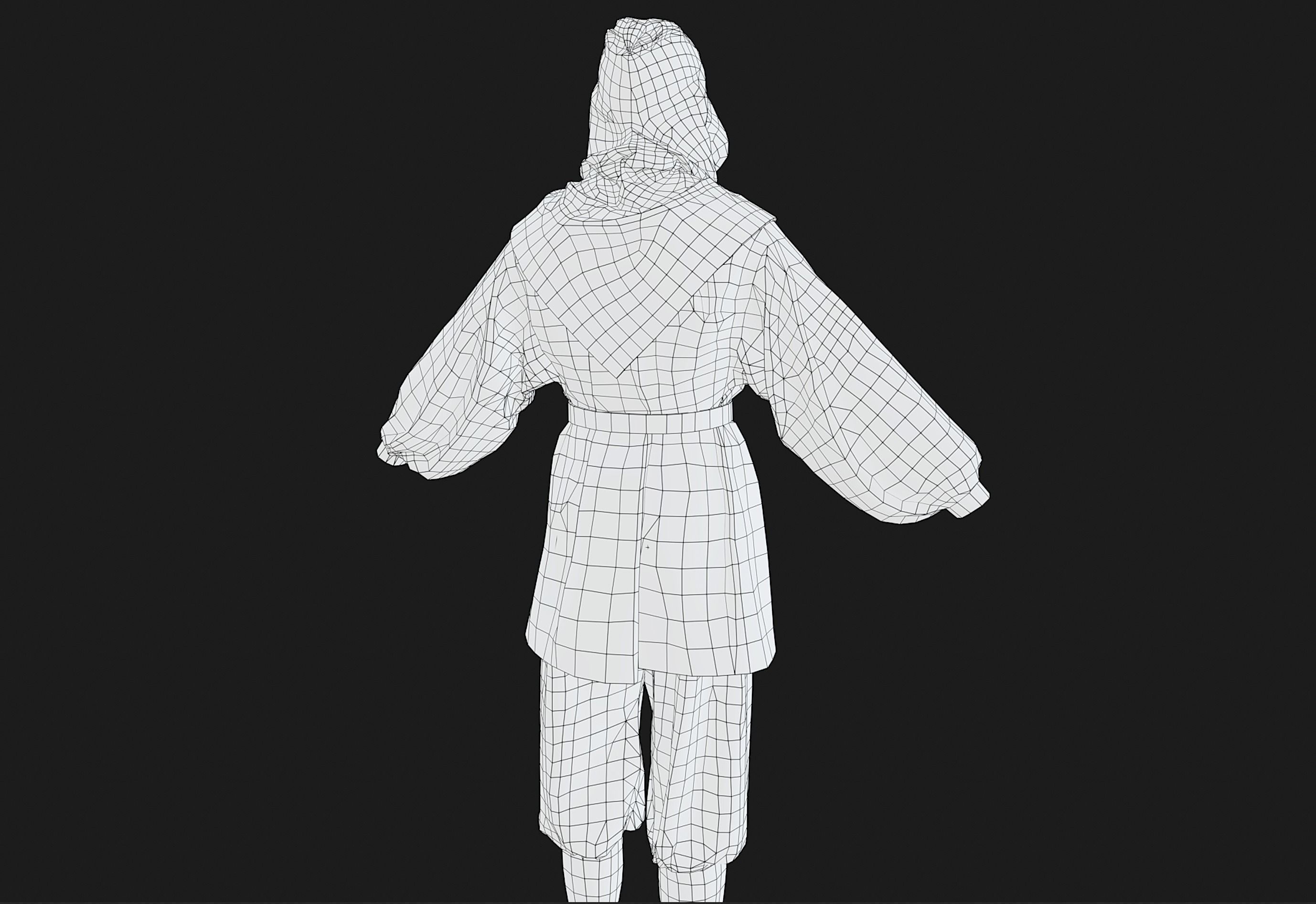 Brown Medieval Outfit Low-poly 3D model_22