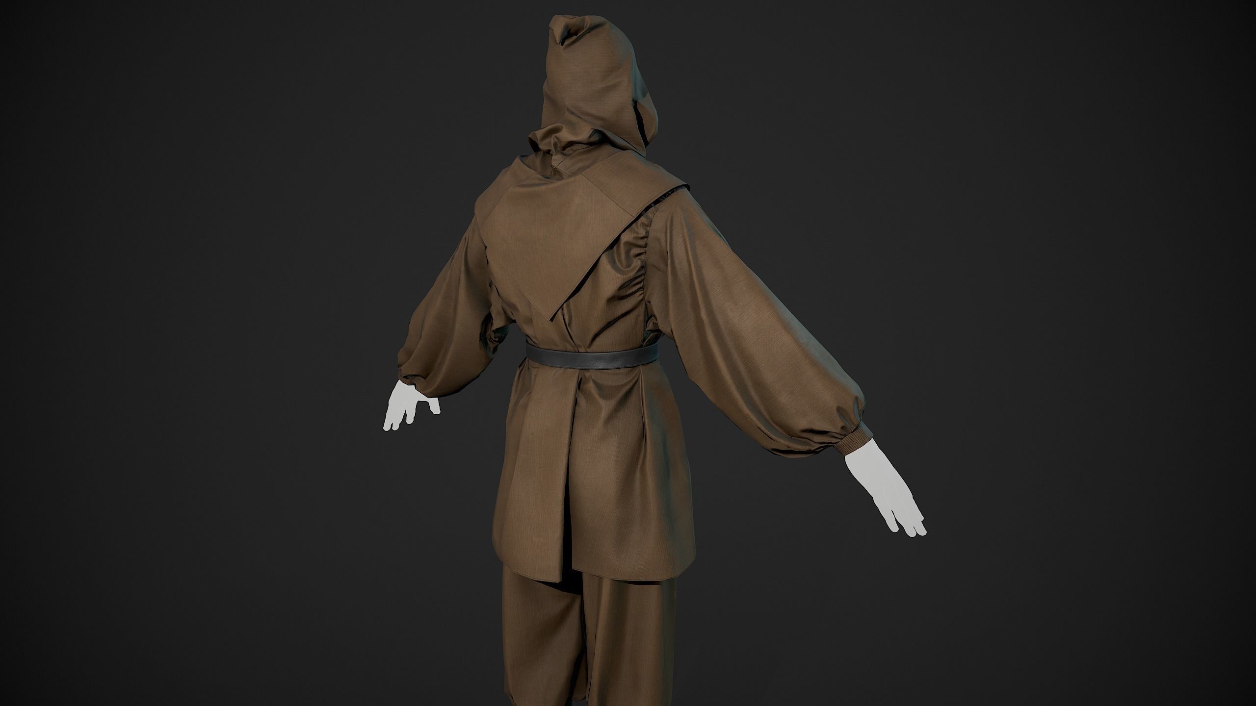 Brown Medieval Outfit Low-poly 3D model_3