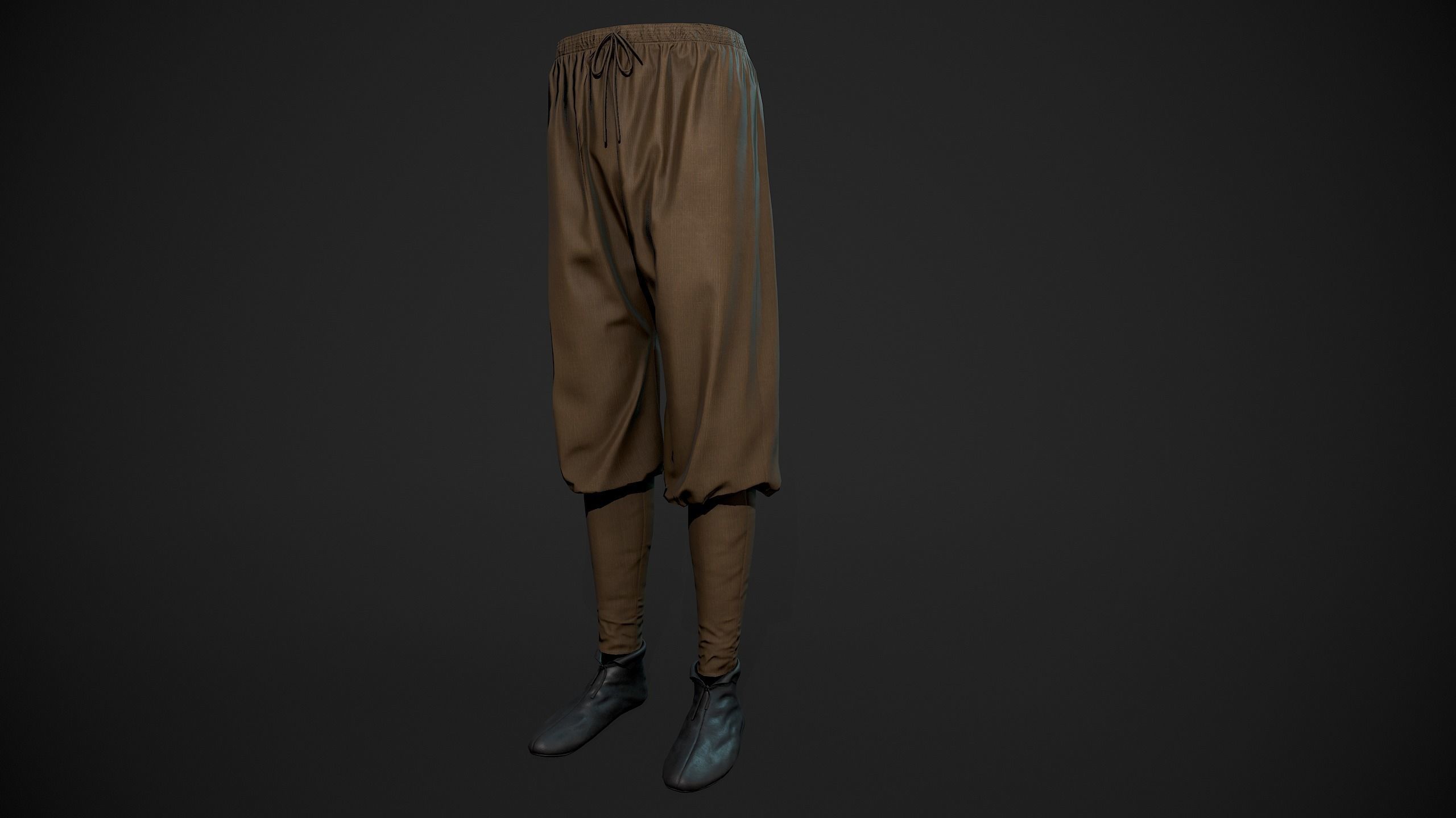 Brown Medieval Outfit Low-poly 3D model_14