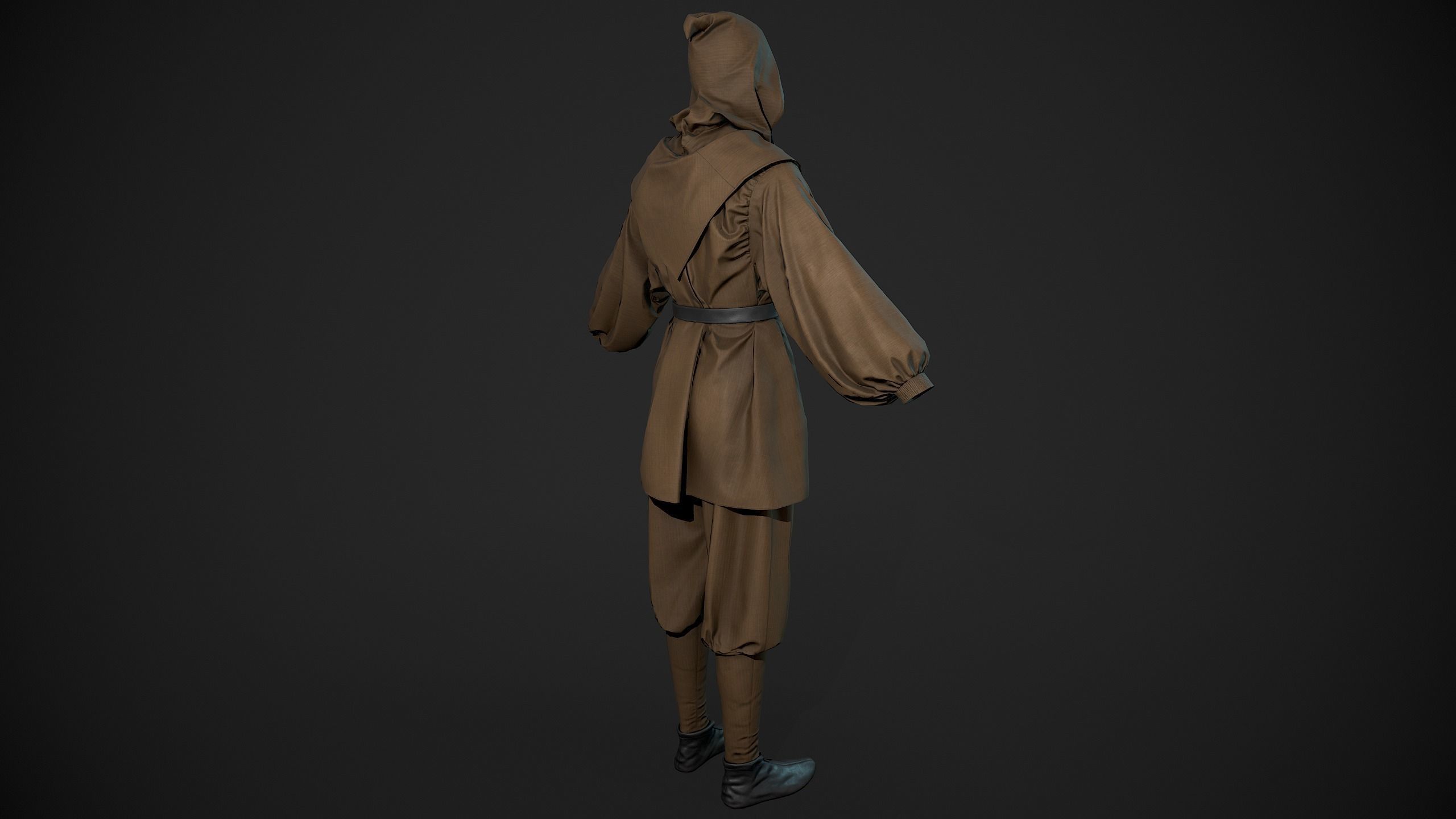 Brown Medieval Outfit Low-poly 3D model_9