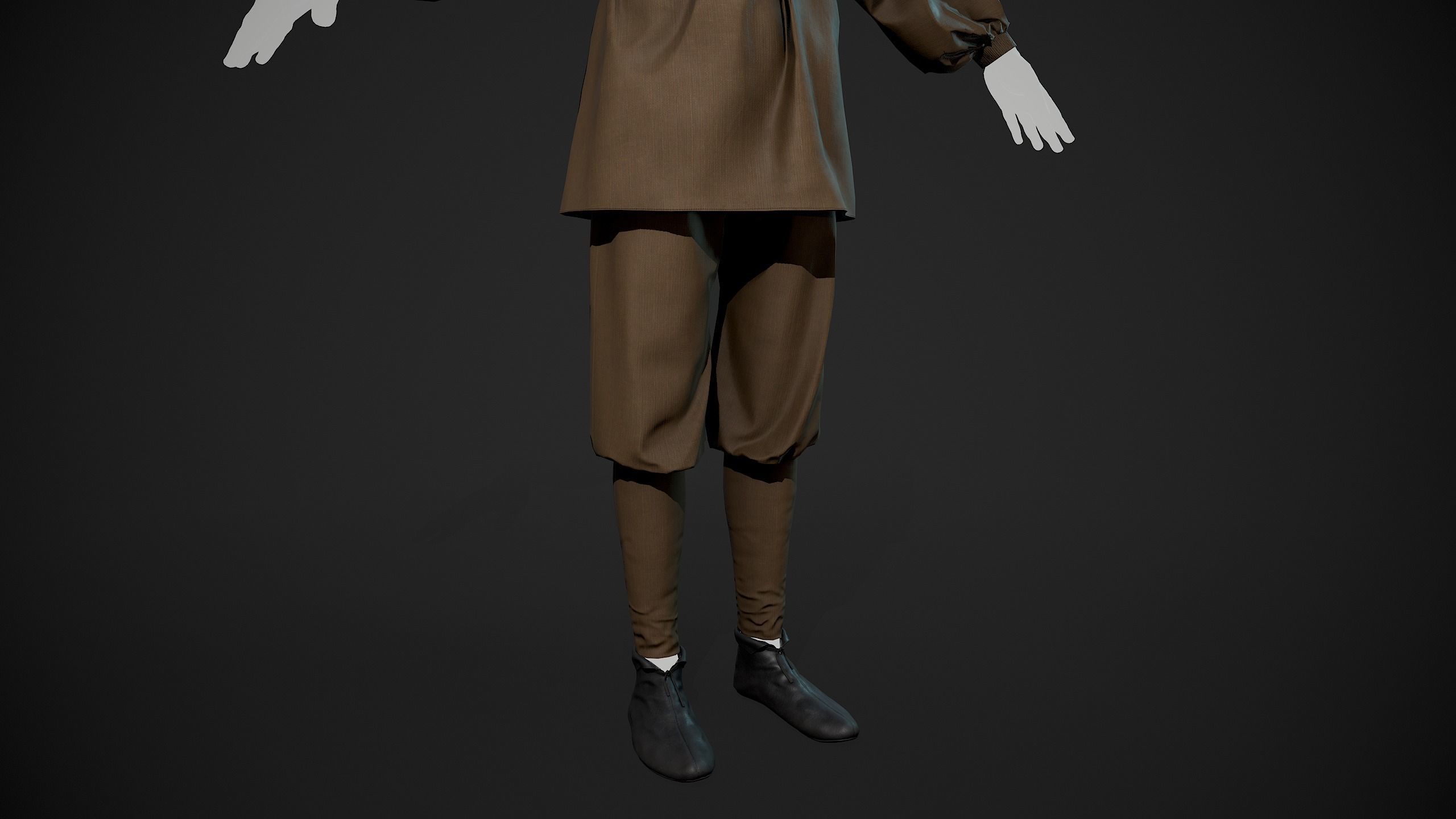 Brown Medieval Outfit Low-poly 3D model_5