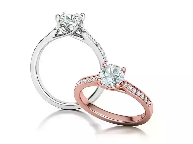 Heart Engagement Ring 1 Ct Stone Solitaire Ring  3D print model