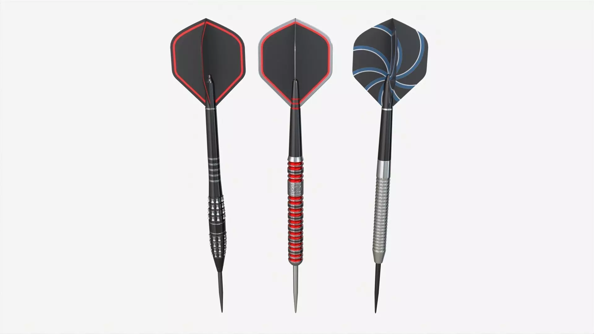Steel tip Dart Set 3D model_0